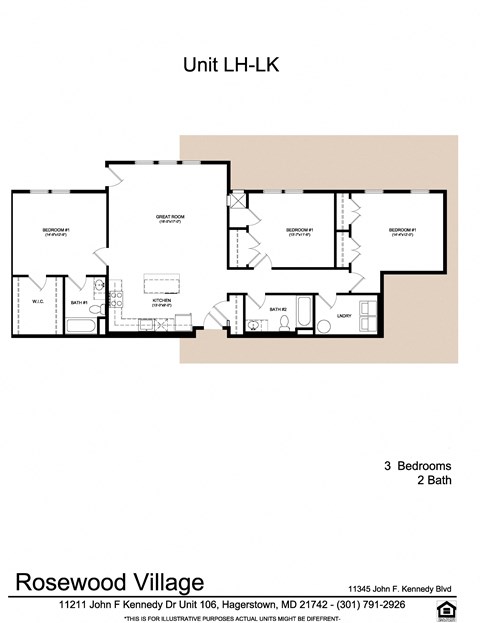 3 bed 2 bath LH-LK at Rosewood Village, Hagerstown, MD, 21742